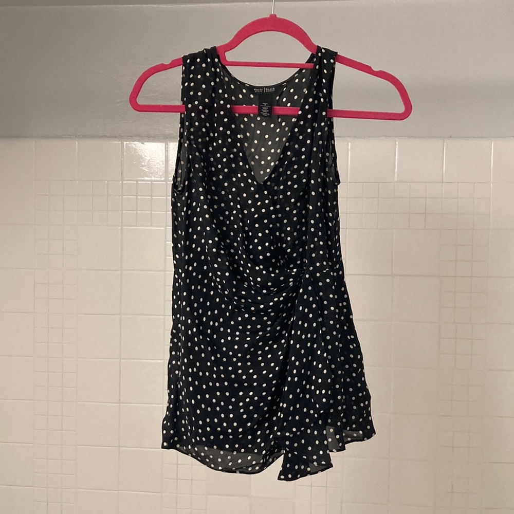 Black and White polka dot Silk blouse